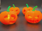 NOIR | Mini Abóboras LED de Halloween | Conjunto de 4 Lanternas Decorativas | Porta-Velas LED | Decoração de Outono