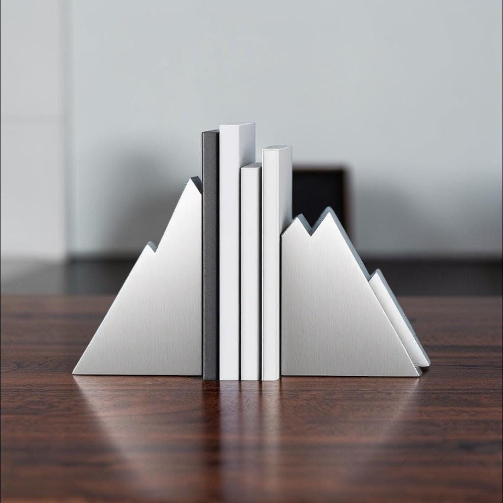 SERRA | Suporte para Livros em Conjunto de 2 | Bookends Minimalistas | Decoração Inspirada nas Montanhas | Estilo Moderno | ALYQO