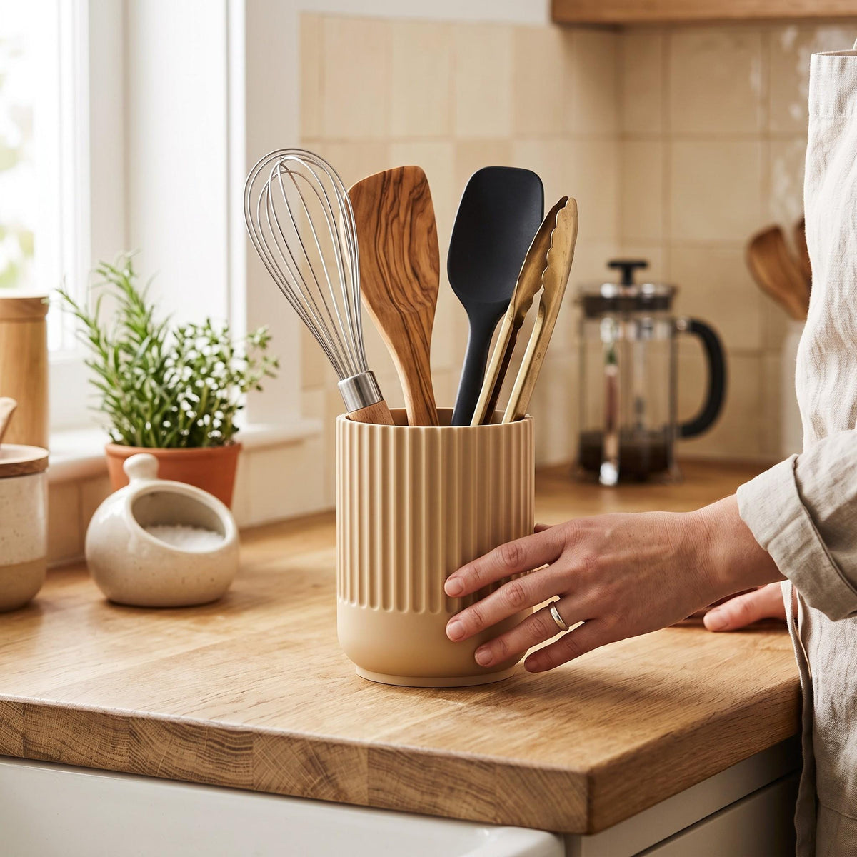 LUME | Porta-Utensílios de Cozinha Moderno e Minimalista | Organizador de Bancada Japandi | Suporte para Utensílios | ALYQO