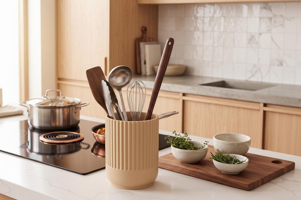 LUME | Porta-Utensílios de Cozinha Moderno e Minimalista | Organizador de Bancada Japandi | Suporte para Utensílios | ALYQO