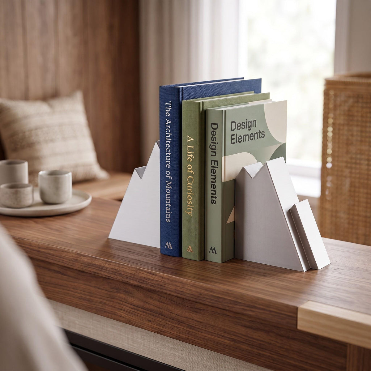 SERRA | Suporte para Livros em Conjunto de 2 | Bookends Minimalistas | Decoração Inspirada nas Montanhas | Estilo Moderno | ALYQO