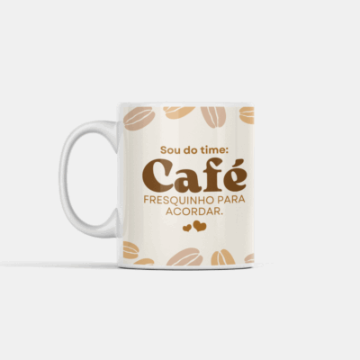 Ilustração de uma caneca sorrindo e caminhando com café fresco dentro