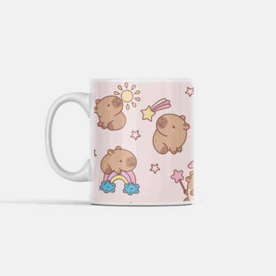 padrão de capivaras kawaii com elementos mágicos e estrelas