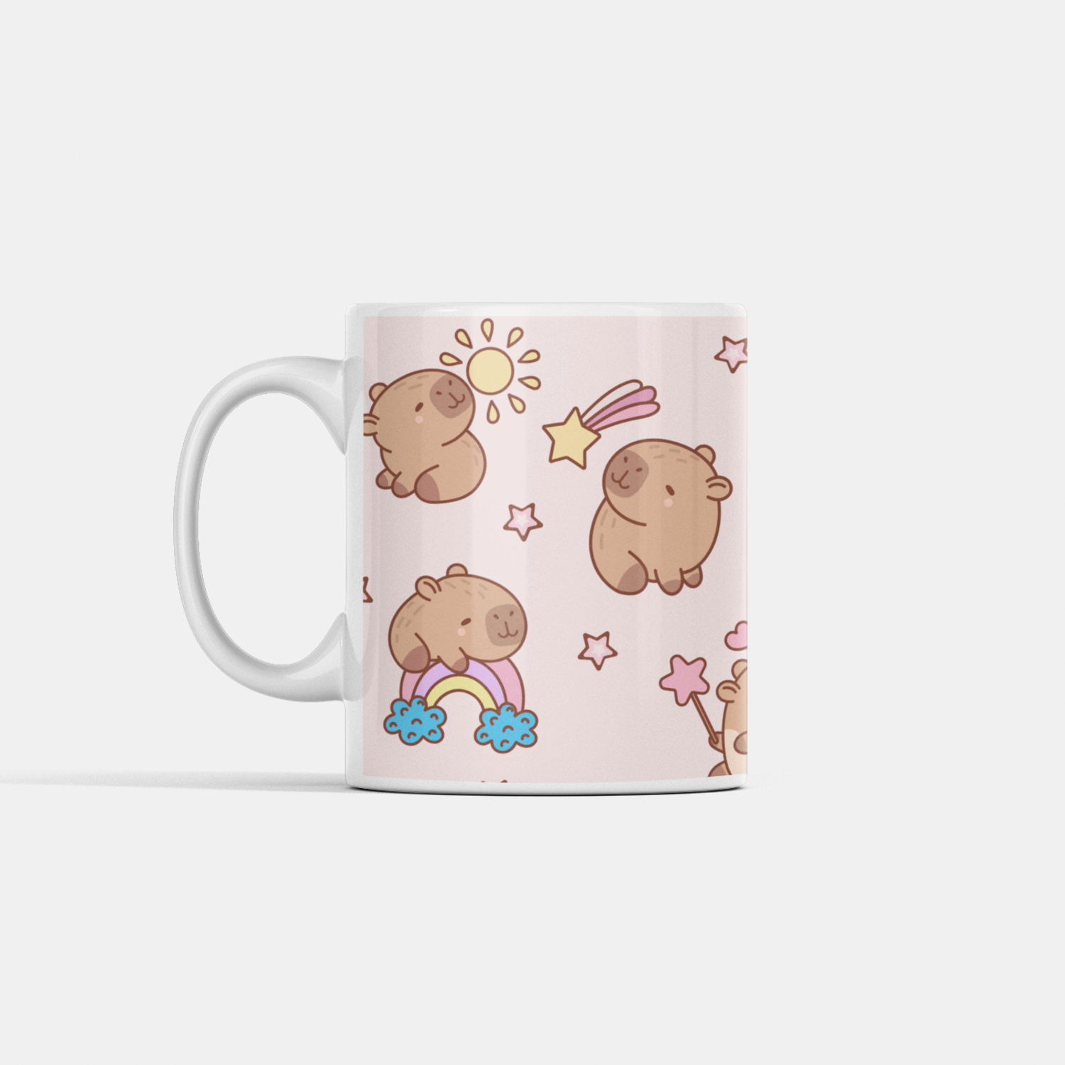 Capivarinhas Mágicas padrão de capivaras kawaii com elementos mágicos e estrelas