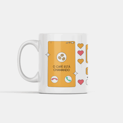 Ilustração divertida com mensagens humorísticas sobre café