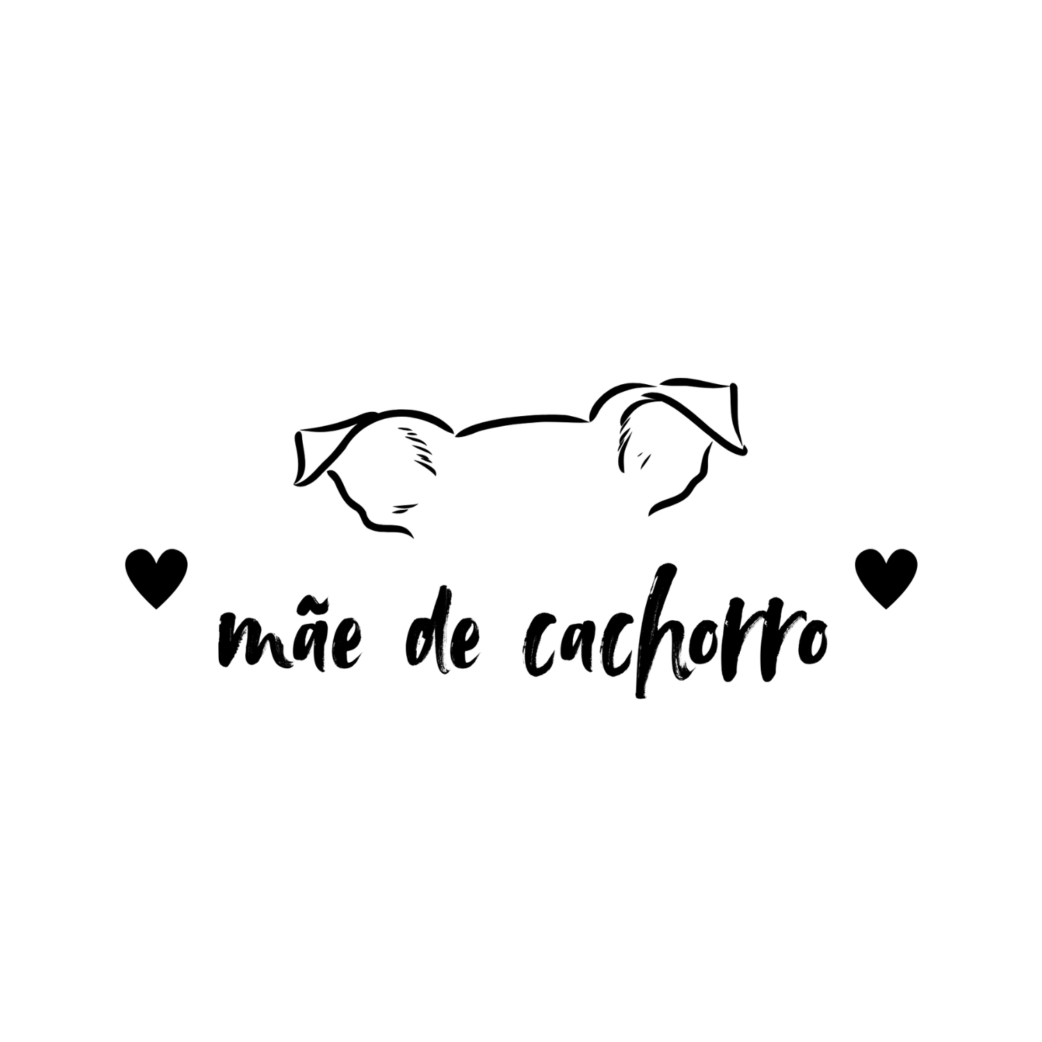 mae de cao arte preta e branca com contorno de cão e texto mãe de cão