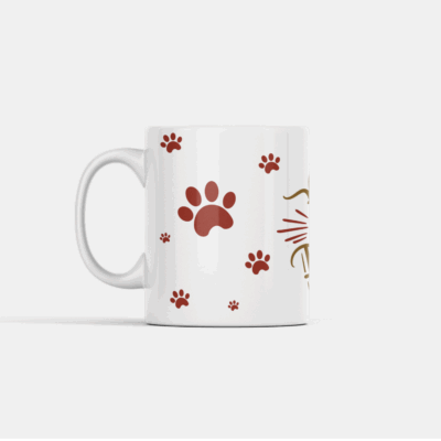 caneca com a frase pai de pet e pegadas de animais