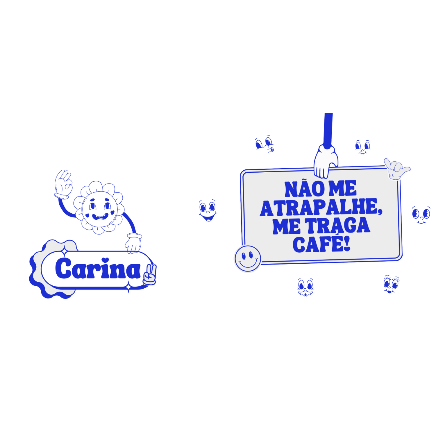 Traz-me Café Design azul retro com lettering grande pedindo café