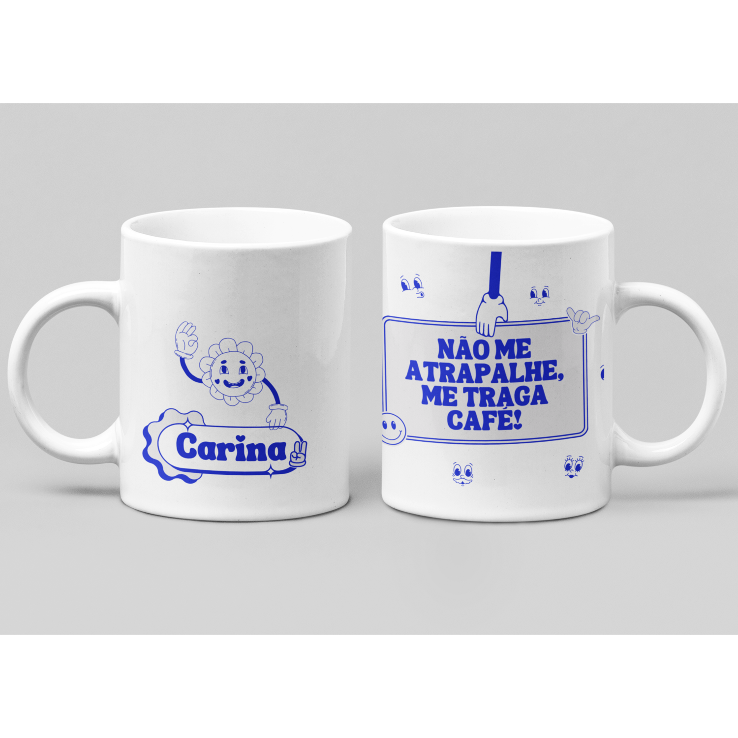Traz-me Café Arte divertida com boneco e mensagem humorística sobre café